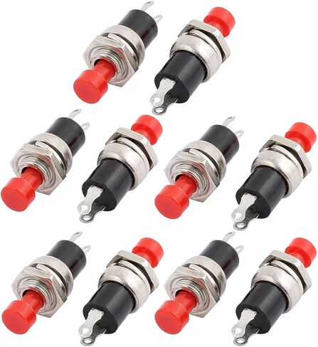 uxcell 10Pcs AC125V 3A 7mm Mount Dia Normally Open Red Cap Momentary Push Button Switch in Saudi Arabia