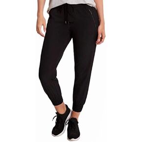 Danskin Women's Woven Jogger Pant, Black Salt, X-Large