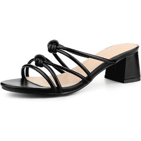 Perphy Strappy Knotted Slingback Block Heel Slide Sandals for Women