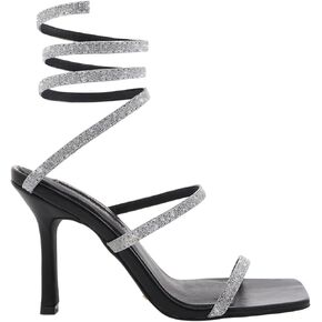 Richealnana Women's Square Toe Glitter Straps Stiletto High Heel