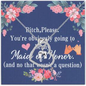 LQRI Maid of Honor Proposal Gift Pinky Promise Charm Maid of Honor Necklace Bridesmaid Jewelry Maid Of Honor Bestie Gift