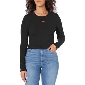 HUGO Women's Cotton Long Sleeve Cropped Shirt