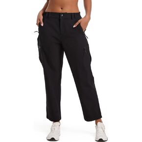 Women's Hiking Cargo Pants Lightweight Water Resistant Quick Dry Outdoor Athletic Pants with 4 Zipper Pockets