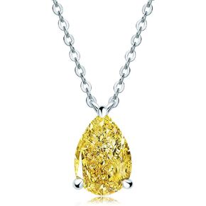 AINUOSHI Necklace for Women, Lab Simulated Diamond, Heart / Radiant / Oval / Pear / Round Cut Pendant, 925 Sterling Silver with 18K White Gold Plating, Christmas Gift, Jewelry Box Packed