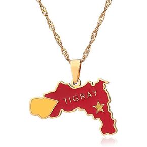 PEAS Fashion Jewelry Necklace Stainless Steel Ethiopia Tigray Map Pendant Necklace