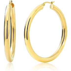 Gem Stone King Stainless Steel Yellow Hoop Earrings - 2 Inches Wide Fashion Statement Jewelry for Women
