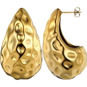 New Gold Teardrop Earrings Dupes for Women Chunky Dupes Earrings Gold Waterdrop Earrings Shiny Fashion Jewelry Gifts