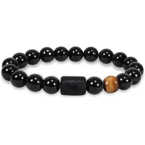 10mm Black Obsidian Zodiac Bracelet Star Sign Constellation Horoscope Bracelet for Women Men with Constellation Card C2302