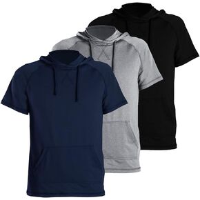 Gary Com Men's Short Sleeve Hoodie T-Shirt Pullover Workout Sweatshirt with Kangaroo Pocket