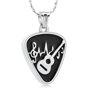 Imrsanl Cremation Jewelry for Ashes Pendant Stainless Steel Music Guitar/Guitar Pick Cremation Keepsake Memorial Urn Necklace for Women Men