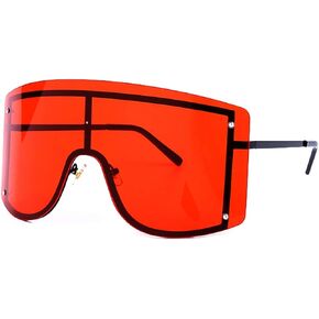 Kepoita Fashion Oversized Sunglasses for Women Flat Top Futuristic Shield Large Cover Visor Eyeglasses One Piece Design