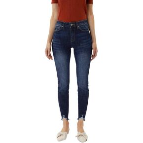 Kan Can Jeans Alyssa High-Rise Dark Wash Distressed Ankle Skinny Jeans (13/30)
