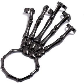 Pingyongchang Skull Fingers Metal Skeleton Slave Bracelet Gothic Fashion Women Hand Chain Bone Joint Bracelet for Women Girls Party Gifts Jewelry