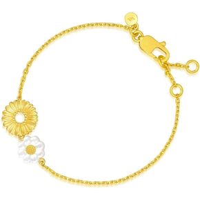CHOW SANG SANG 999 24K Solid Gold Mother of Pearl Daisy Bracelet for Women 93268B | 7", (18 CM) in Saudi Arabia