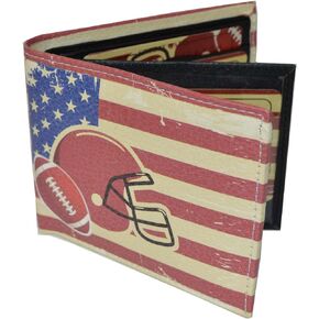 Leatherboss Printed American Football Sports Bifold Credit Card Cash Holder Wallet with Gift box for men (Football)