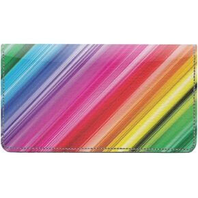 Crazy Rainbows Designer Checkbook Cover, with Credit Card Slots and Pen Loop