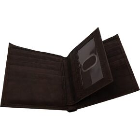 AG Wallets Men's Genuine Cow Leather European Bifold Removable ID Wallet Hipster (Black)
