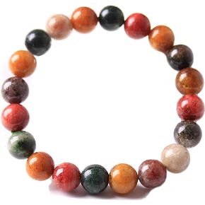 Alex's Wish List Natural Phantom Quartz Crystal Round Beads Stretch Bracelets Mixed Color Green Red Orange | Healing Meditation Bracelet