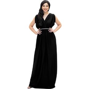KOH KOH Womens Long Dolman Sleeve Wrap V-Neck Maternity Bridesmaid Maxi Dress