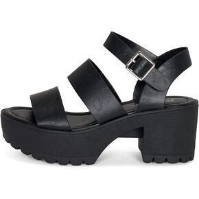 Chariot & Co- Credit- Women's Open Toe Double Band Ankle Buckle Block Heel Platform Lug Sole Sandal