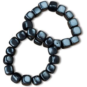 Shungite Bracelets Set | Big Tumbled Bracelets Shungite Jewelry for Men and Women | Authentic Gemstone Jewelry | Crystal Healing and Protection High Positive Energy Bracelet