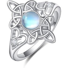 Celtic Knot Ring 925 Sterling Silver Witch Magic Knot Ring Moonstone Pagan Jewellery Celtic Jewellery Women Girls