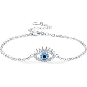 سوار العين الشريرة 925 الفضة الاسترليني الأزرق الشر العين سحر سوار الشر المجوهرات هدايا للنساء، الفضة الاسترليني ، زركونيا مكعب, فضة استرليني, زركونيا مكعب in Kuwait