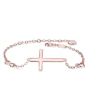BlingGem Cross Bracelet for Women 925 Sterling Silver Rose Gold Plated Dainty Religious Christian Bracelet Faith Hope God Blessed Confirmation Jewelry Gift for Women Girlfriend Daughter