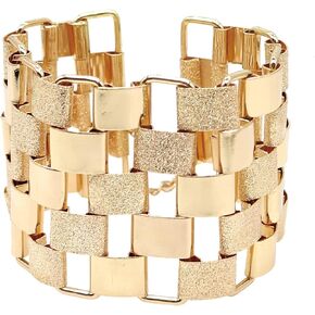 HSQYJ Bohemian Geometric Link Statement Bracelet Fashion elegant Shiny Sand Blast Wide Cuff Bracelets for Women Girl Novelty Jewelry Accessories