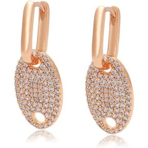 XUPING 18K Gold Plated Cubic Zirconia Earrings | Rose Gold Dangle Hoop Earrings For Women Jewelry Gifts（X000438788）