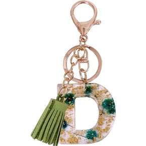 SELOVO Women Girls Initial Green Keychain Capital Letter Alphabet Keyring