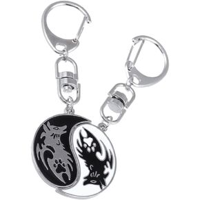 Generic 2pcs Personalized Couples Keychain Yinyang Wolf Matching Puzzle Keyring for Couples Boyfriend Girlfriend Him and Her, Black, White, 7x3cm, 0351I616N1