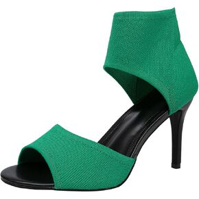 صنادل نسائية بكعب عالٍ من getmorebeauty مفتوحة عند الأصابع من القماش المحبوك وكعب علوي in Kuwait