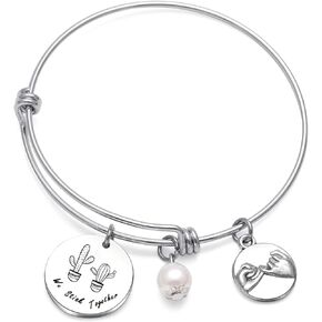 TzrNhm Blossom Friendship Cactus keychain Best Friend Jewelry We Stick Together Bracelet Sister Gift
