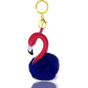 1PCS flamingo pom pom keychain flamingo gifts for women backpack decorations for girls keychains for women motivational gifts in Saudi Arabia