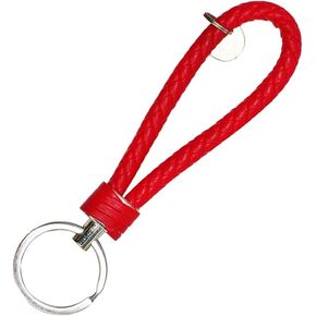 idain Woven Leather Car Keychain Handmade Rope Keys Strap Fashion Key Chain for Women Men with Alloy Key Rings
