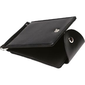 Slim Wallet for Men With Money Clip, Minimalist Blocking Slim Bifold Leather Wallet Clip, Front Pocket Slim Men's Small Wallet Card Holder (Black)