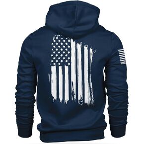 سترة بغطاء للرأس باللون الأزرق الداكن من Nine Line - سويت شيرت بقلنسوة يحمل العلم الأمريكي - نجوم وخطوط ترمز إلى الحرية in Kuwait