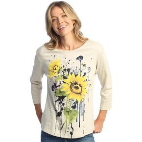 Jess & Jane Cameo Cotton Tee Shirt Top, Oatmeal