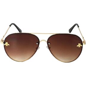 Fashion Culture Women's Buzzed Bee Charm 60mm Aviator Sunglasses (Brown Ombre)