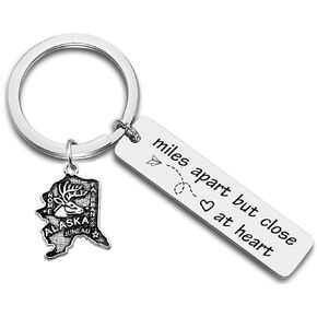 JJTZX Miles Apart but Close at Heart Long Distance Relationship Keychain US State Map Keychain Gift