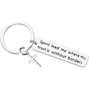 Christian Keychain Gifts Bible Verse Keychain Spirit Lead Me Where My Trust is Without Borders Keychain Baptism Gifts Inspirational Religious Gifts Christian Gifts for Women Men Girls Boys