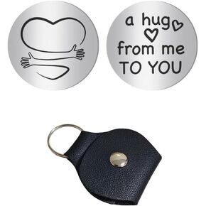 RFTWXHPN Inspirational Pocket Hug Token Keychain Gift Long Distance Relationship Keepsake Double Sided Pocket Hugs Token
