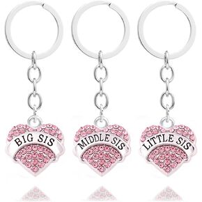 3 قطع من الكريستال الوردي الكبير للأخت الصغيرة هدية للعائلة وصديق العائلة حلقات سلسلة مفاتيح مجموعة سلاسل مفاتيح للنساء والفتيات in Kuwait