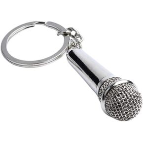 Metal Alloy Music Microphone Voice Charm Pendant Purse Bag Key Ring Keychain Gift