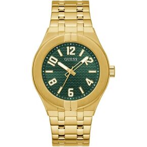 GUESS Men's 44mm Watch - Gold Tone Bracelet Green Dial Gold Tone Case
