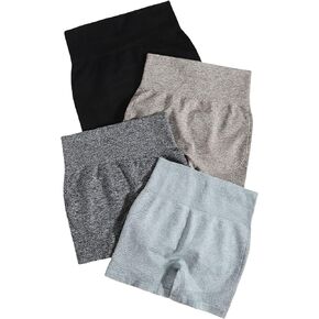 Floerns Women's 4 Pcs Seamless Camo Print Sports Shorts High Waist Yoga Shorts