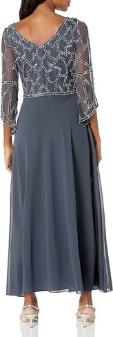 J Kara Women's Petite 3/4 Sleeve Empire Waist Popover Fit & Flare Beaded Dress in Saudi Arabia