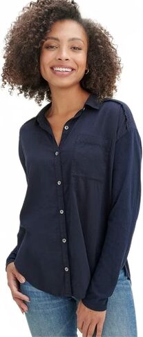 Splendid Women's Paige Shirt | Elegant Woven Front, Cozy Knit Back, and Chic Tie Collar in Saudi Arabia