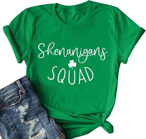 FYAPHION St Patricks Day Shirt Women Shenanigans Coordinator Shirts Shamrock Graphic Short Sleeve Tee Tops in Saudi Arabia